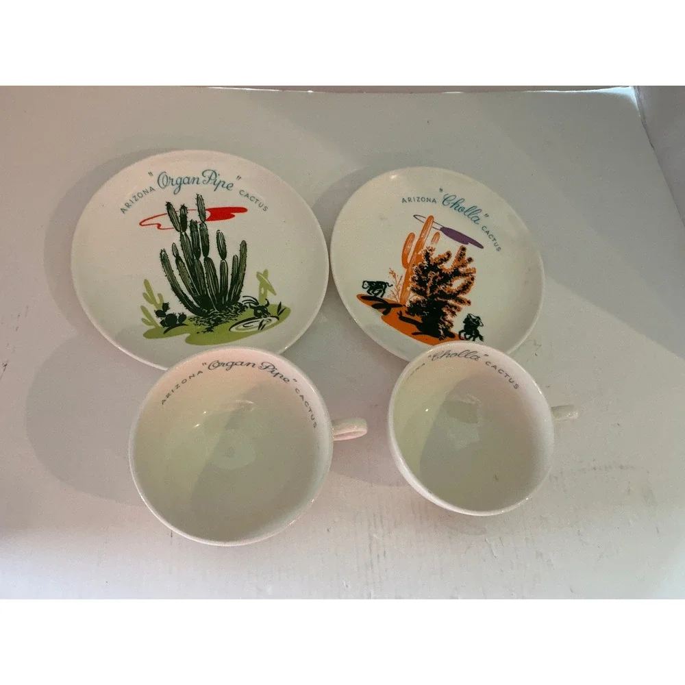 Other Brand Vintage Arizona Cactus Teacup Saucer Set Organ Pipe Cholla Desert 2p